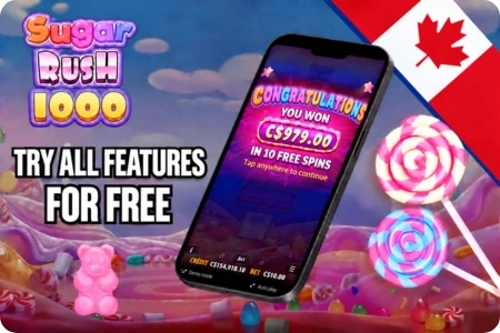 Sugar Rush 1000 candy grid mid-cascade, with glowing multiplier cells marking the spots where earlier clusters paid out