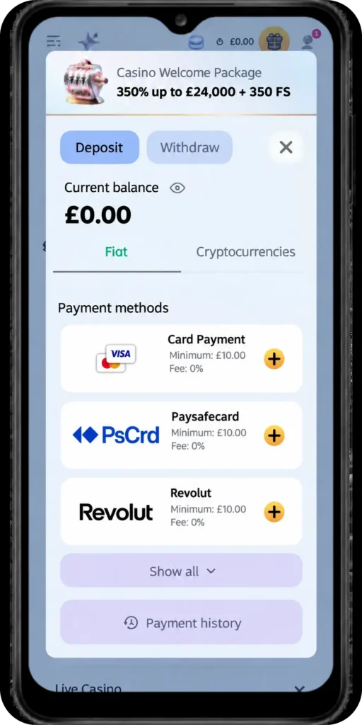 Sugar Rush 1000 Deposit system